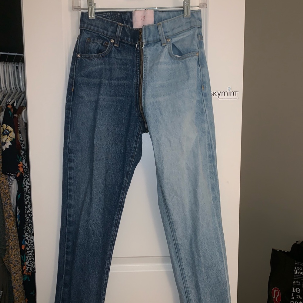 Two toned denim jeans